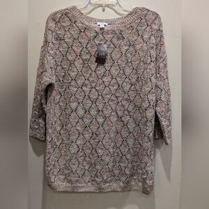 J. Jill Textured Knit Sweater with Earthy Tones Size M
